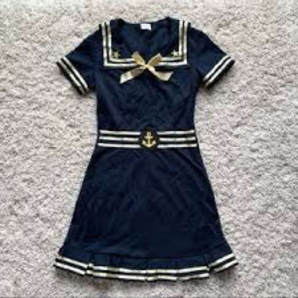 EUC Women’s Size M Medium Patriotic Navy Sailor Halloween Costume Pin-Up Dress - Picture 5 of 12